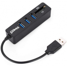 Разветвитель HUB 3-Port USB черный Card Reader SD TF COMBO 